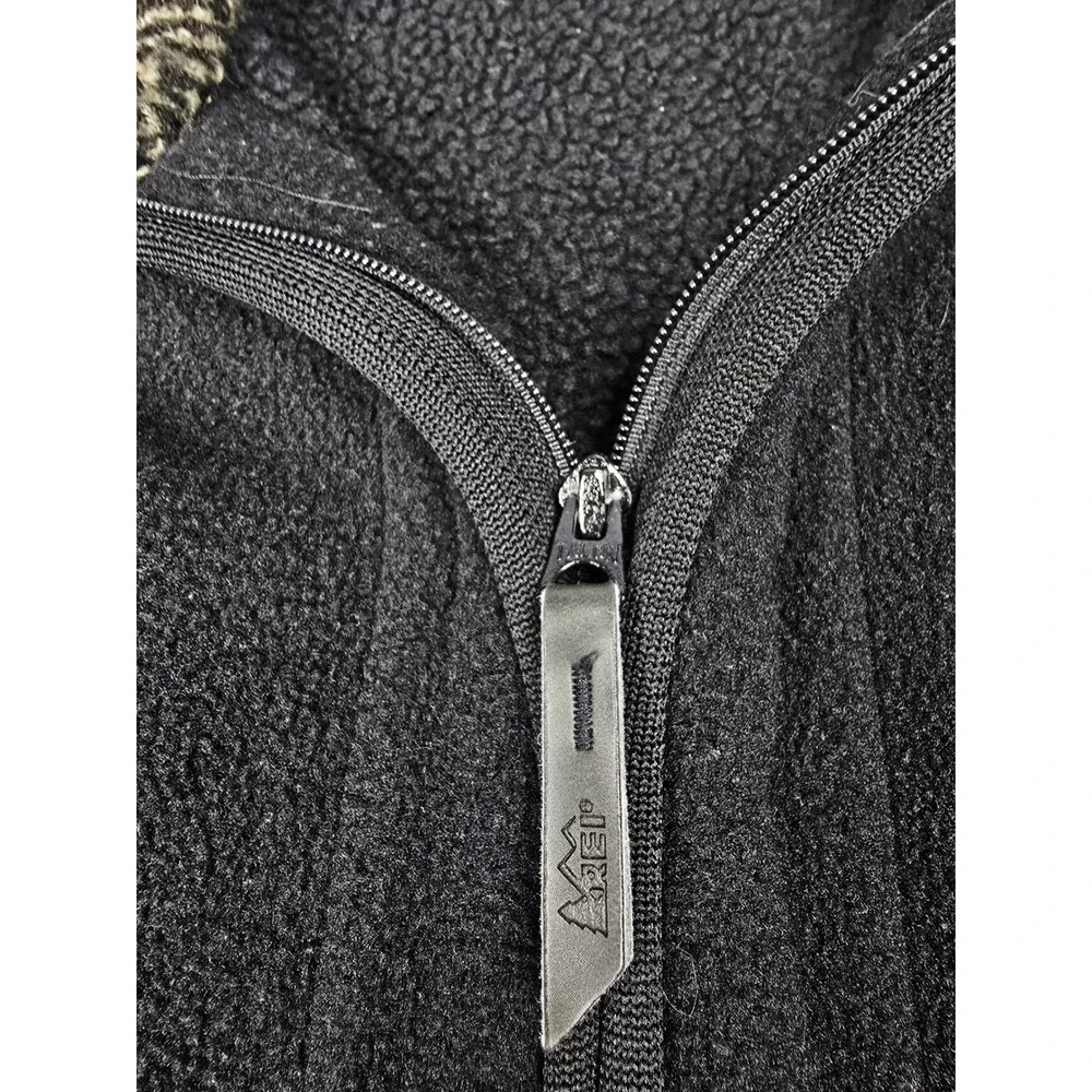 REI Full Zip‎ Fleece Jacket Black Herringbone Collar Women's Size M Polartec - Picture 3 of 9